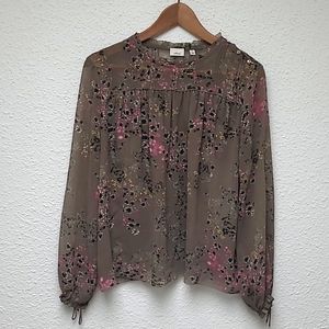 Wilfred Boho Brown Floral Blouse; Size Medium